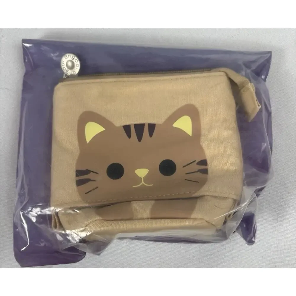 Expandable Cute Cat Zip Pencil Case Canvas lot of 3